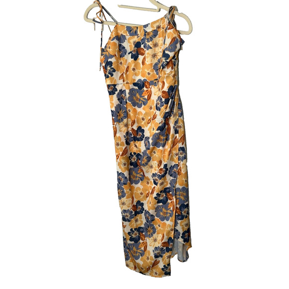 Cider Women's Multicolor Floral Tie Shoulder Slit Smocked Back Midi Dress Size S - Picture 1 of 7